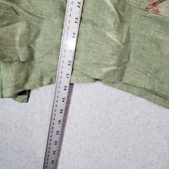 Mara Gibbucci Women Top Medium‎ Green Linen Tank Lagenlook Scoop Neck Tied Back - Picture 2 of 9